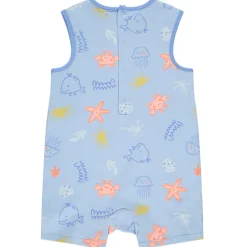Set van 2 korte jumpsuits met onderwatermotieven voor baby jongen