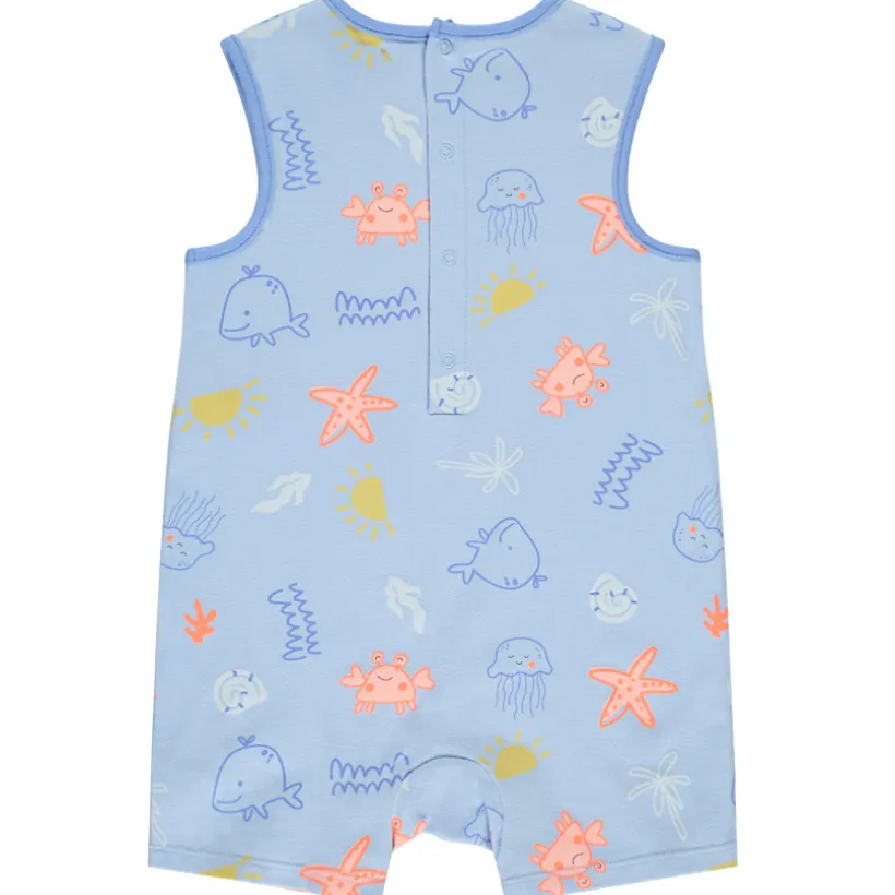 Set van 2 korte jumpsuits met onderwatermotieven voor baby jongen