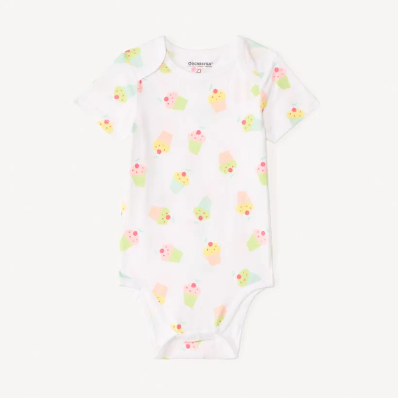 Set van 7 korte mouwen bodys met snoepmotieven voor meisjesbaby's (met verschillende openingen afhankelijk van de leeftijd)