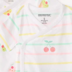 Set van 7 korte mouwen bodys met snoepmotieven voor meisjesbaby's (met verschillende openingen afhankelijk van de leeftijd)