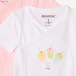 Set van 7 korte mouwen bodys met snoepmotieven voor meisjesbaby's (met verschillende openingen afhankelijk van de leeftijd)