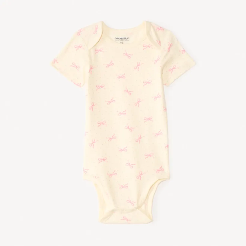Set van 7 korte mouwen bodystockings met strikmotief meisjes, opening afhankelijk van de leeftijd.