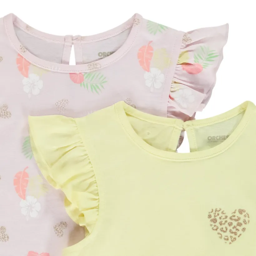 Set van korte mouwen fantasie t-shirts voor baby meisjes