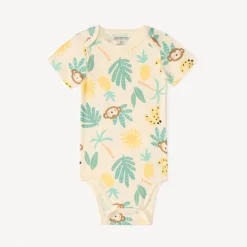 Set van 7 korte mouwen jungleprint rompers voor babyjongens (verschillende openingen afhankelijk van de leeftijd)