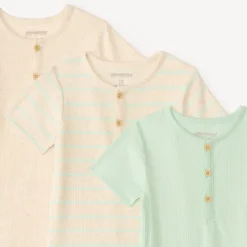 Set van 3 korte mouwen kledingstukken met ribbelstructuur voor babyjongens