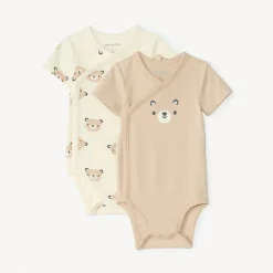 Set van 2 korte mouwen rompertjes met berenmotief voor babyjongen