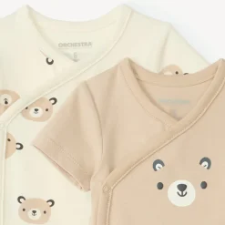Set van 2 korte mouwen rompertjes met berenmotief voor babyjongen