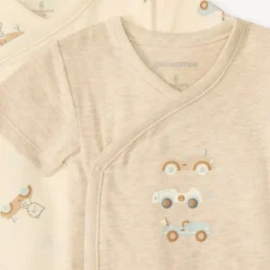 Set van 5 korte mouwen rompertjes met autothema voor baby jongens (verschillende openingen afhankelijk van de leeftijd)