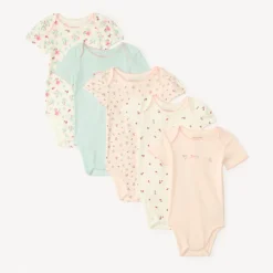 Set van 5 korte mouwen rompertjes met een trendy ontwerp meisjes.