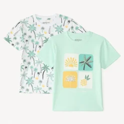Set van 2 korte mouwen T-shirts met prints en fantasiedessins jongens.