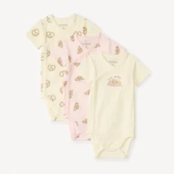 Set van 3 korte mouw rompertjes ontbijt voor baby meisjes