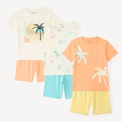 Set van 3 korte pyjama's met fantasiedruk jongens