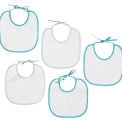 Set van 5 korte slabbetjes in badstof met contrasterende biais