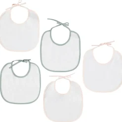 Set van 5 korte slabbetjes in badstof met contrasterende biais