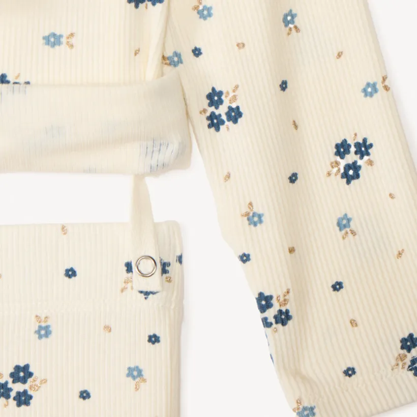 Set van lange gebreide pyjama met bloemenprint meisjes