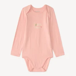 Set van 7 lange mouw baby meisjes rompertjes met verschillende afwerkingen afhankelijk van de leeftijd.
