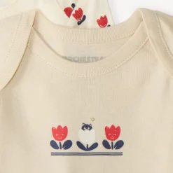 Set van 7 lange mouw baby meisjes rompers met tulpenpatroon