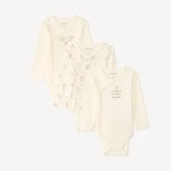 Set van 3 lange mouwen babyrompers met schapenmotieven (verschillende afwerkingen afhankelijk van de leeftijd)