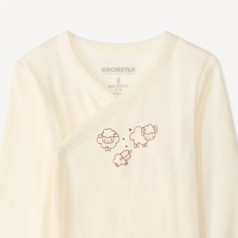 Set van 3 lange mouwen babyrompers met schapenmotieven (verschillende afwerkingen afhankelijk van de leeftijd)