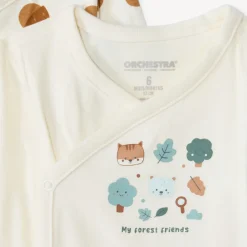 Set van 7 lange mouwen bodies met fantasie bosmotieven voor babyjongens met verschillende sluitingen volgens leeftijd