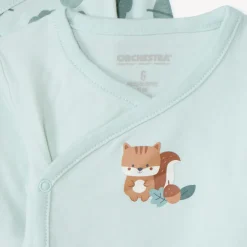 Set van 7 lange mouwen bodies met fantasie bosmotieven voor babyjongens met verschillende sluitingen volgens leeftijd