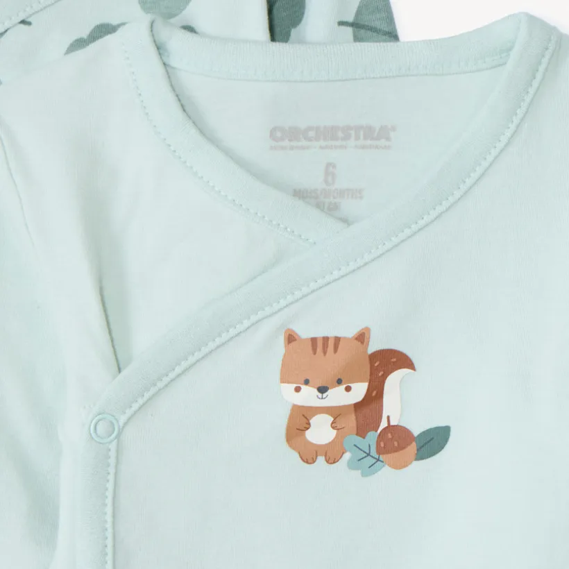 Set van 7 lange mouwen bodies met fantasie bosmotieven voor babyjongens met verschillende sluitingen volgens leeftijd