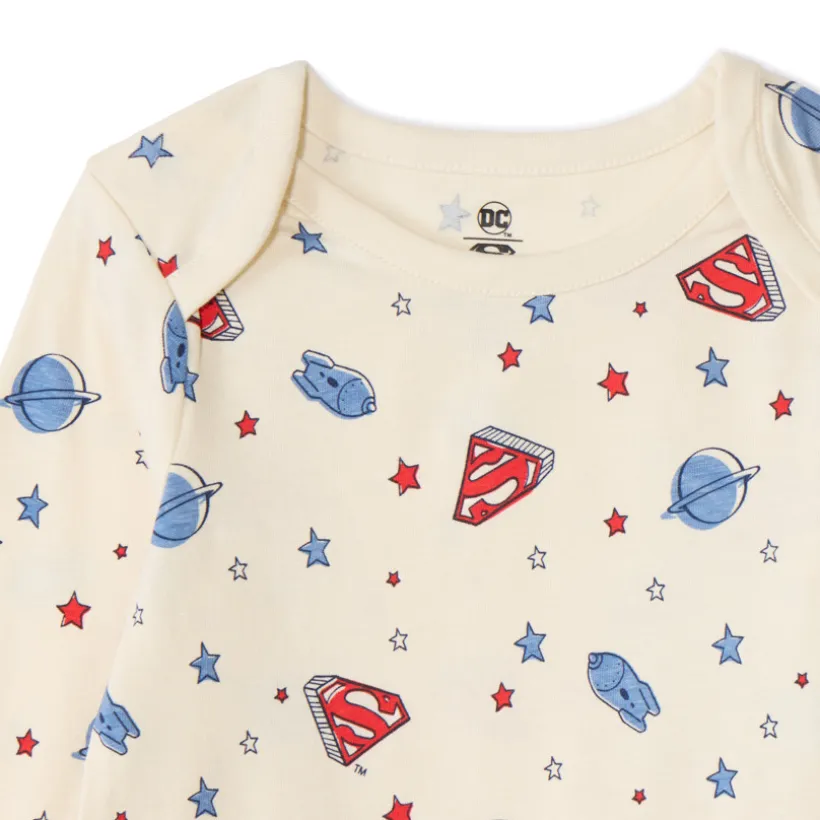 Set van 3 lange mouwen bodies Superman voor babyjongens met verschillende sluitingen volgens leeftijd