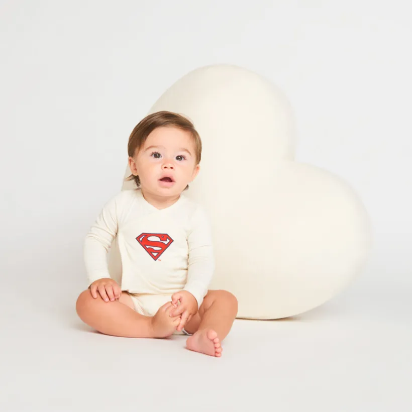 Set van 3 lange mouwen bodies Superman voor babyjongens met verschillende sluitingen volgens leeftijd