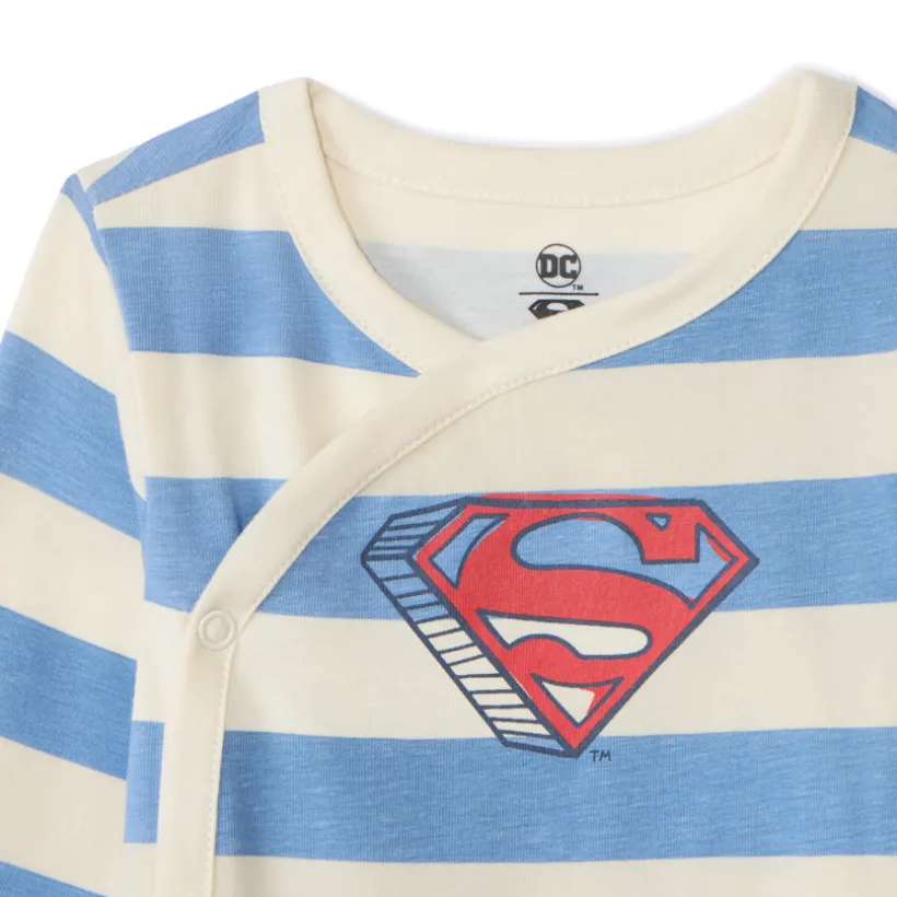 Set van 3 lange mouwen bodies Superman voor babyjongens met verschillende sluitingen volgens leeftijd