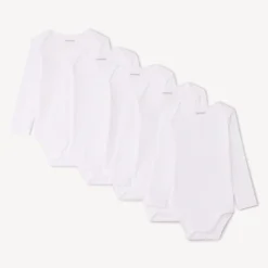 Set van 5 lange mouwen bodies wit voor baby
