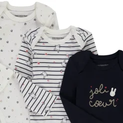 Set van 5 lange mouwen jersey rompertjes voor baby meisje