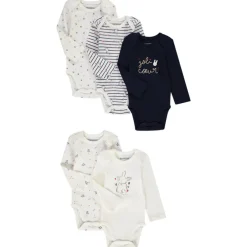 Set van 5 lange mouwen jersey rompertjes voor baby meisje