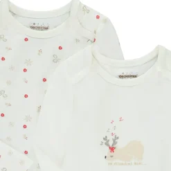 Set van 2 lange mouwen kerst bodies voor baby meisje met verschillende openingen afhankelijk van de leeftijd