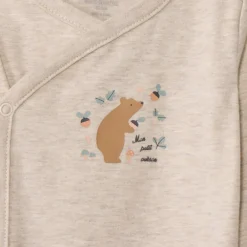 Set van 5 lange mouwen rompers met een beer jongens, met verschillende openingen afhankelijk van de leeftijd.