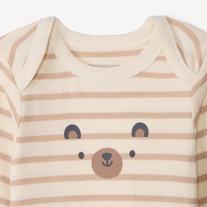 Set van 5 lange mouwen rompers met berenmotief voor baby's