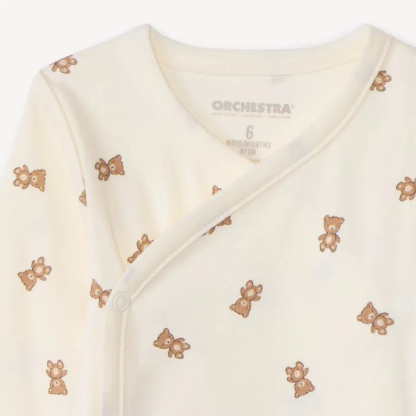 Set van 2 lange mouwen rompers met berenmotief voor baby's