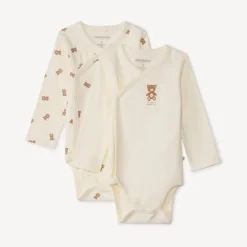 Set van 2 lange mouwen rompers met berenmotief voor baby's