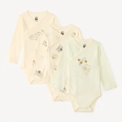 Set van 3 lange mouwen rompers Tom & Jerry Warner voor jongensbaby met verschillende opening afhankelijk van de leeftijd.