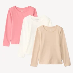 Set van 3 lange mouwen T-shirts met foliedruk hartje meisjes