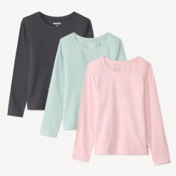 Set van 3 lange mouwen T-shirts met foliedruk hartje meisjes