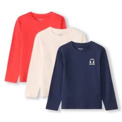 Set van 3 lange mouwen T-shirts met muziekkoptelefoonprint jongens