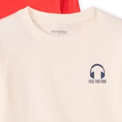 Set van 3 lange mouwen T-shirts met muziekkoptelefoonprint jongens