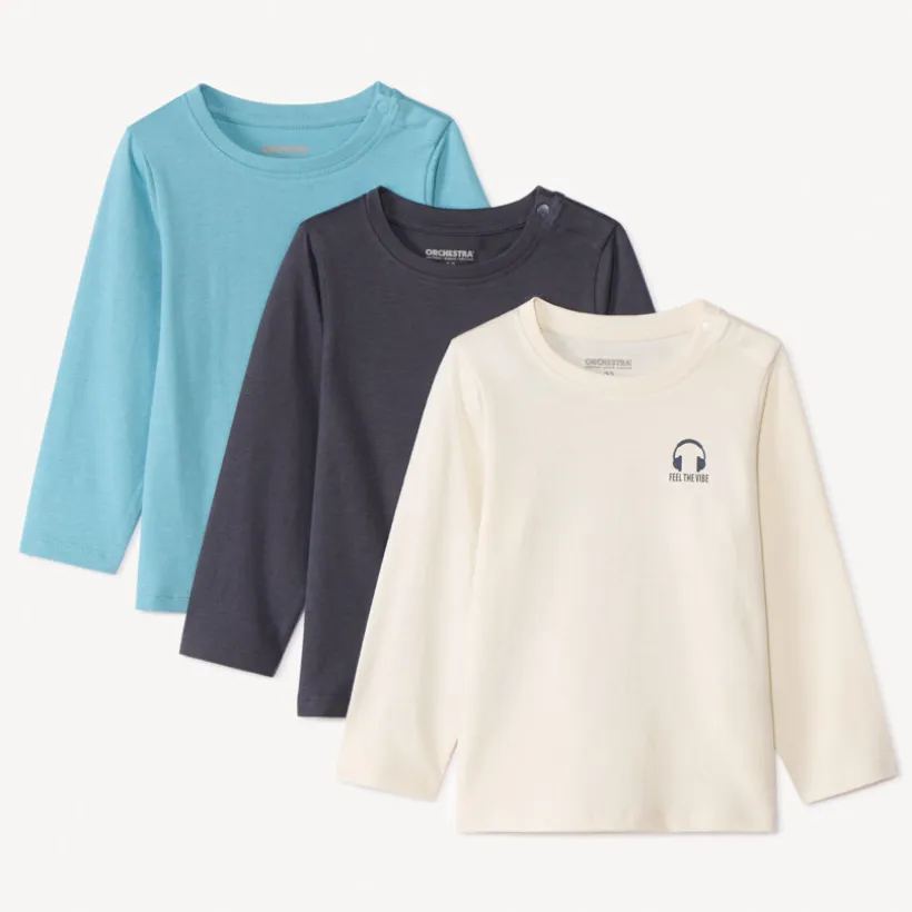 Set van 3 lange mouwen T-shirts met print voor babyjongens