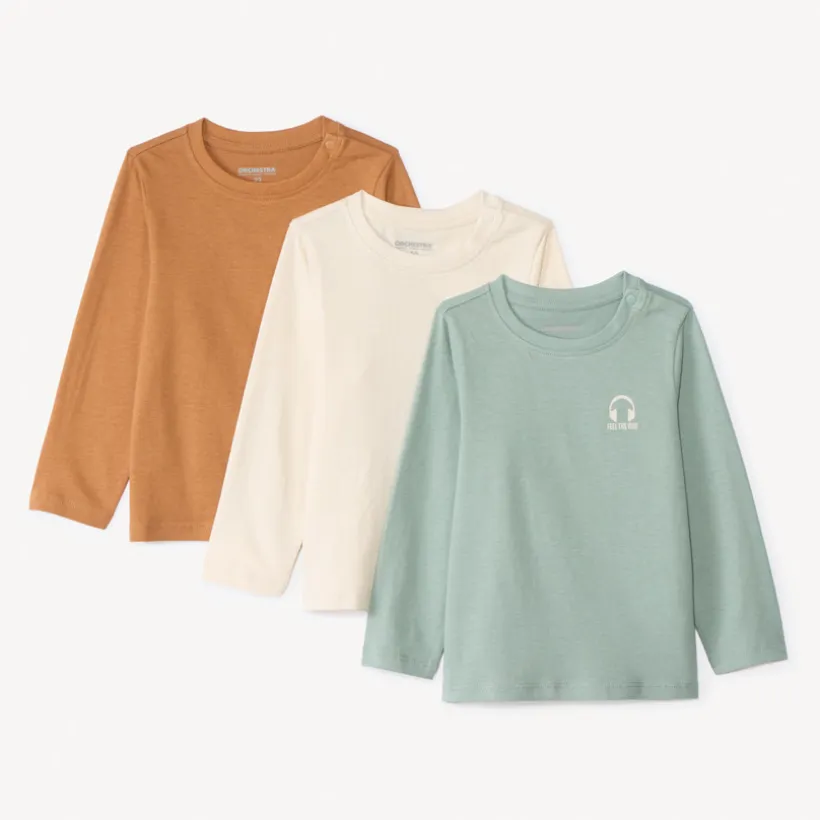 Set van 3 lange mouwen T-shirts met print voor babyjongens