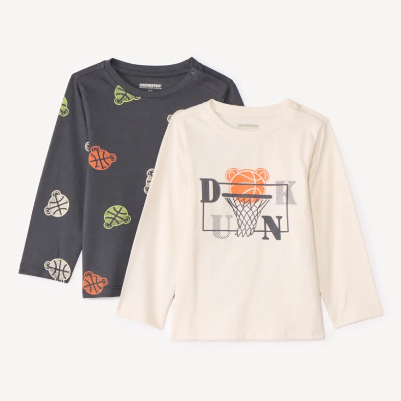 Set van 2 lange mouwen t-shirts met fantasieprint voor babyjongens