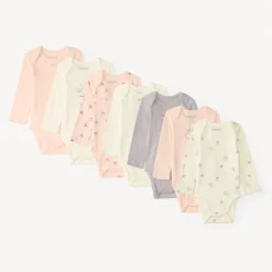 Set van 7 lange mouw rompertjes voor meisjes baby