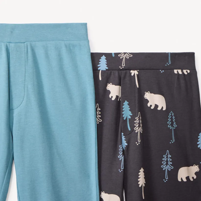 Set van 2 lange pyjama-sets in interlock jongens met lange mouwen en elastische taillebanden