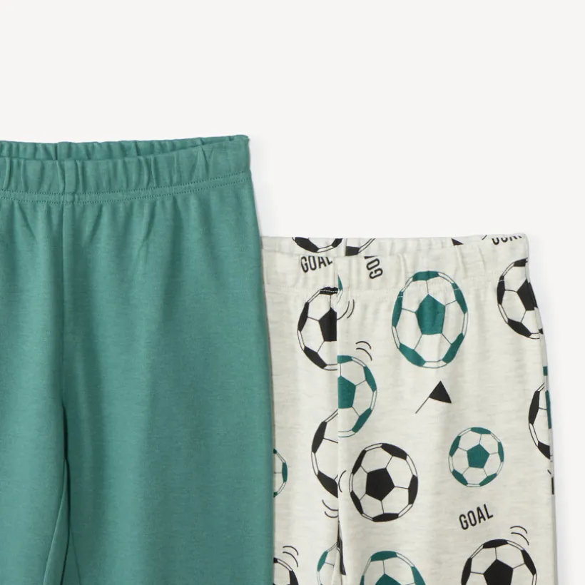 Set van 2 lange pyjama's voor jongens met een voetbalmotief