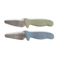 Set van 2 leermessen groen en blauw