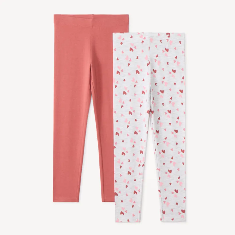 Set van 2 leggings effen en met print meisjes